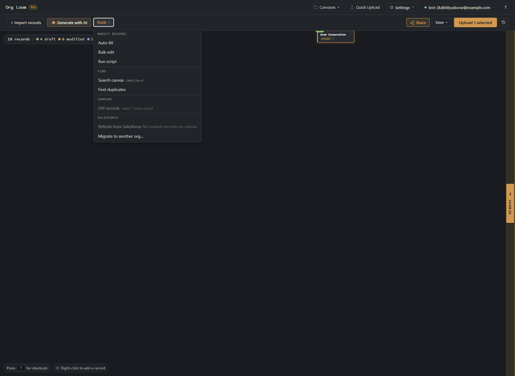 The Tools menu with Find duplicates available in the Find section